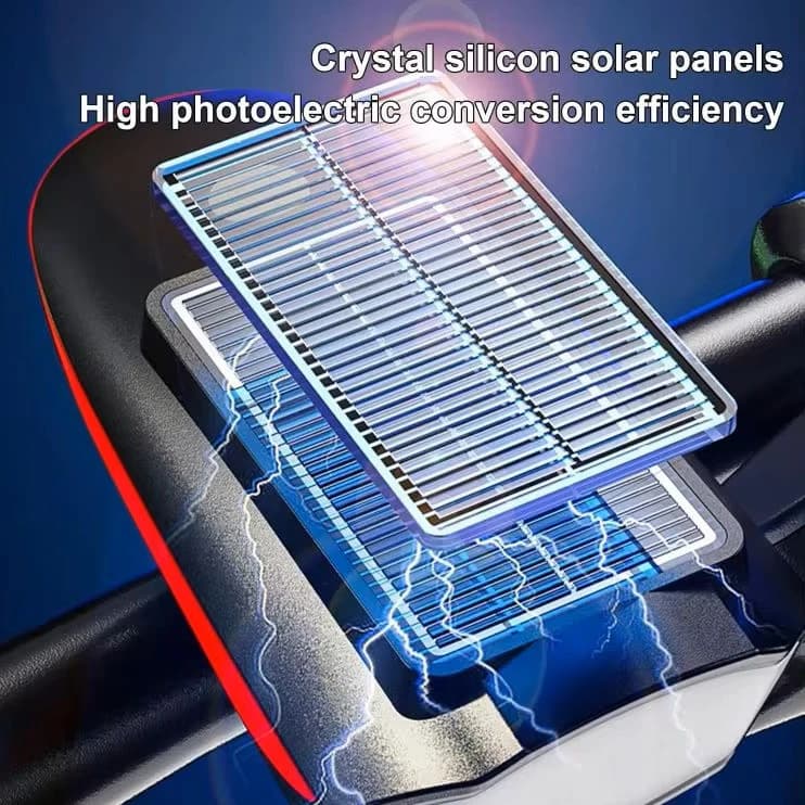 Велоліхтар із сигналом 7599/S7588, сонячна батарея, Waterproof, Li-Ion акумулятор, ЗП Type-C — фото 5