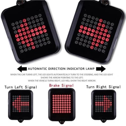 Велоліхтар AQY-0100 з автоматичним зазначенням поворотів (Red+Yellow) + лазер, Waterproof, ЗП microUSB, Li-Ion акумулятор. — фото 2