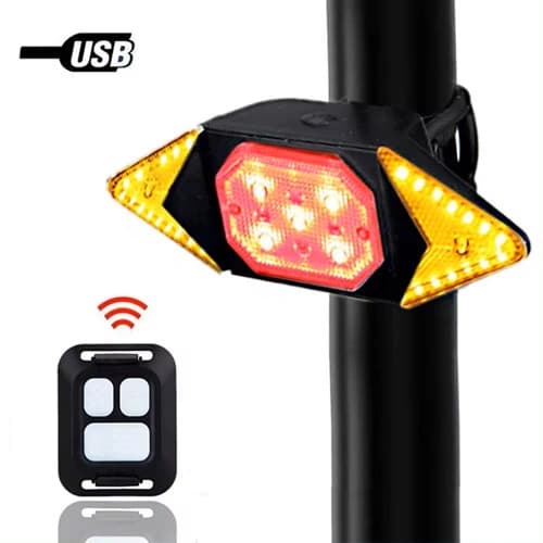 Велоліхтар LY-6700 із зазначенням поворотів (Red+Yellow+Blue), Waterproof, ЗП microUSB, Li-Ion акум., пульт управління, CR2032 — фото 10