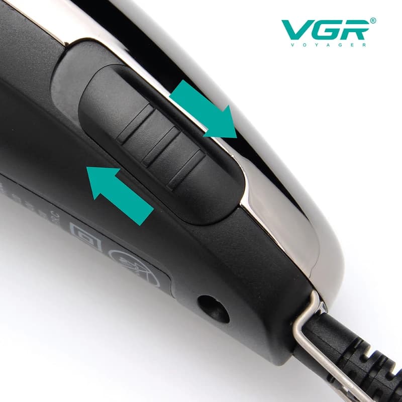 Машинка (триммер) для стрижки волосся та бороди VGR V-121, Professional, 8 насадок, Ножиці + Гребінець, від мережі — фото 6