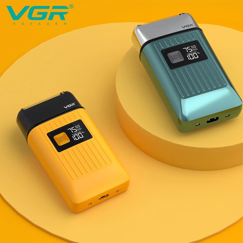 Електробритва VGR V-357 шейвер GOLD, подвійне лезо, 2 насадки, висувний тример, IPX6, LED display — фото 6