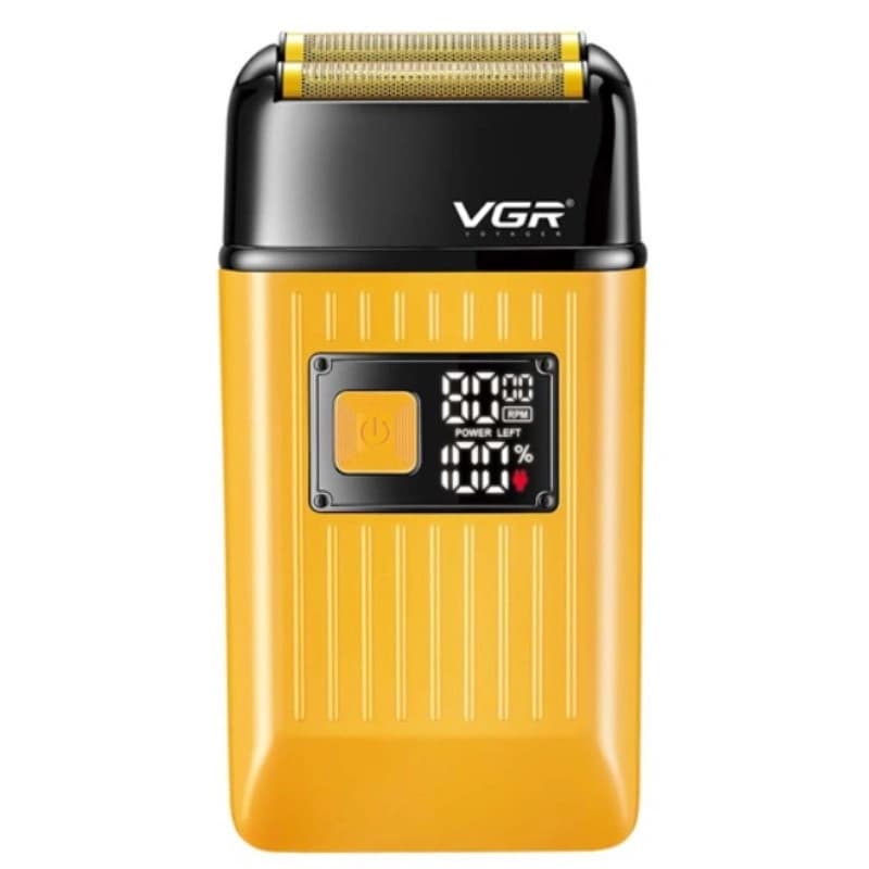 Електробритва VGR V-357 шейвер GOLD, подвійне лезо, 2 насадки, висувний тример, IPX6, LED display — фото 9
