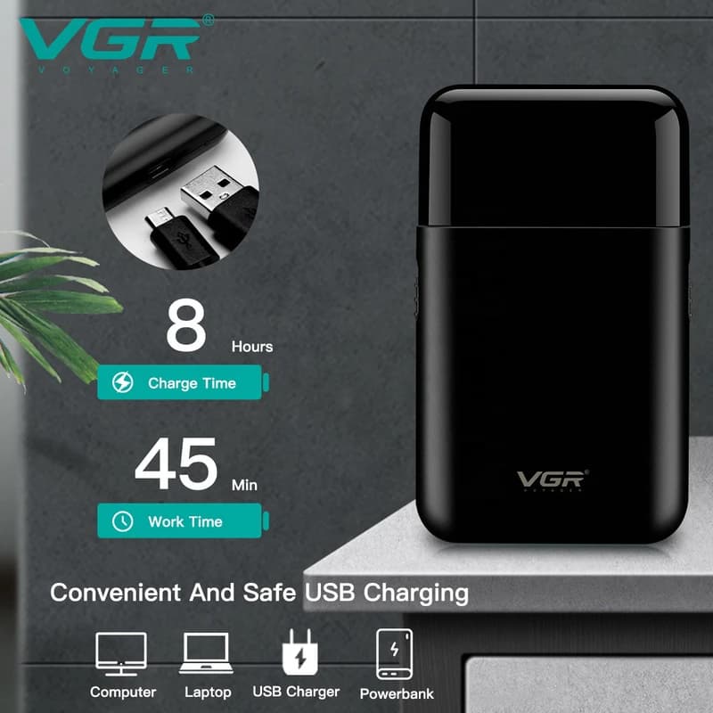 Електробритва VGR V-390 шейвер BLACK, висувний тример — фото 2
