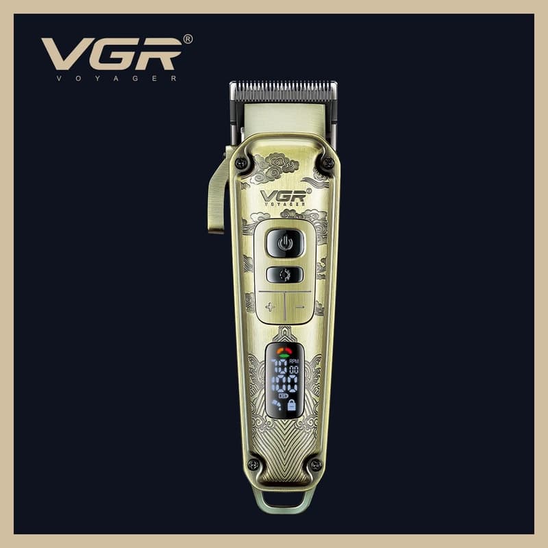 Акумуляторна машника для стриження (clipper) VGR V-005, 8 насадок, LED display — фото 3