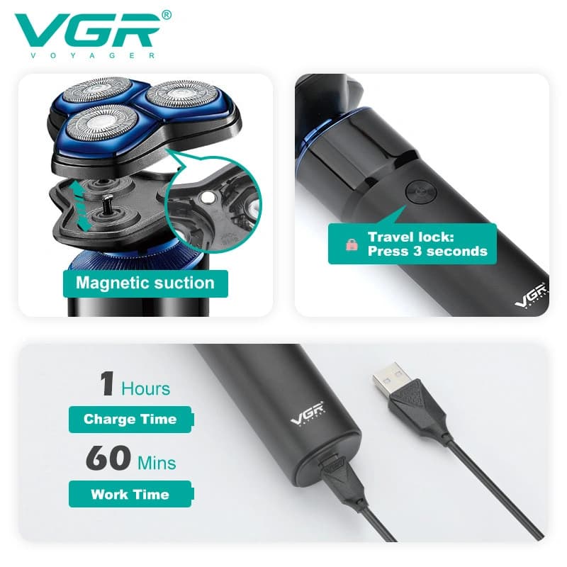Електробритва VGR V-325, роторна — фото 6