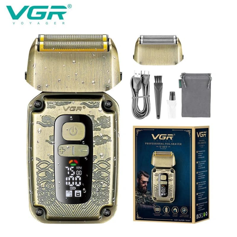 Електробритва VGR V-337 шейвер, подвійне лезо, 2 насадки, тример, LED display — фото 1