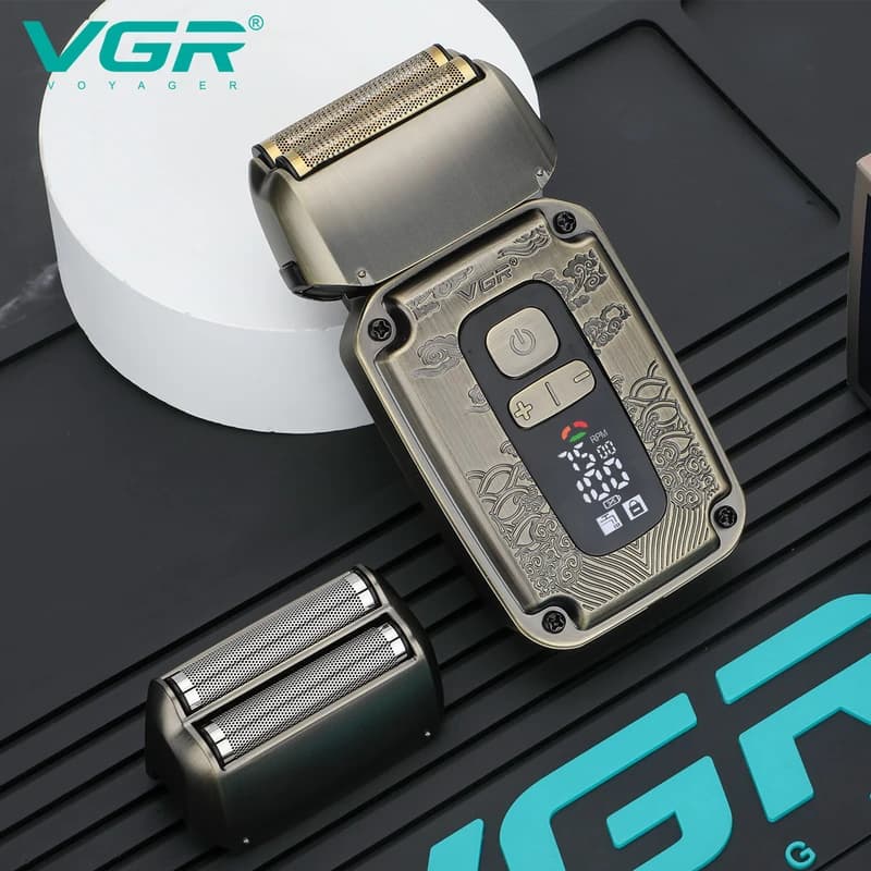Електробритва VGR V-337 шейвер, подвійне лезо, 2 насадки, тример, LED display — фото 2