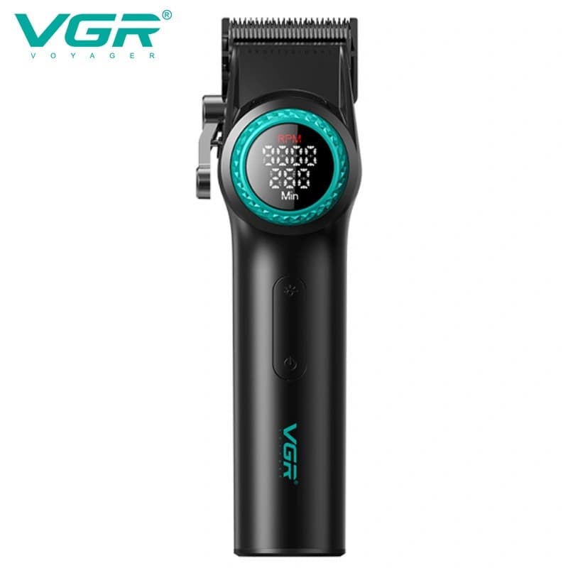 Акумуляторна машинка для стриження (clipper) VGR V-001 BLACK, 10 насадок, 9000 RPM, 4600 mAh, LED light, LED display — фото 7