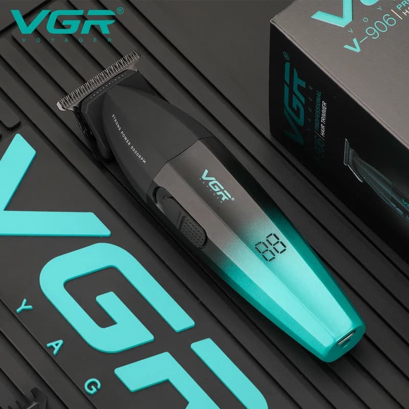 Тример VGR V-906 GREEN, 3 насадки, керамічне лезо, TURBO режим 9000 RPM, LED display — фото 3