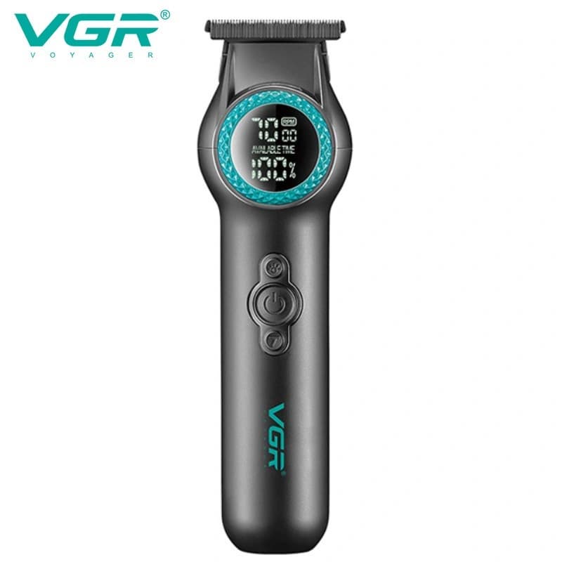 Тример VGR V-990 GREEN, 3 насадки, керамічне лезо, TURBO режим, регулювання потужності 7000-8000 RPM, LED light, LED display — фото 2