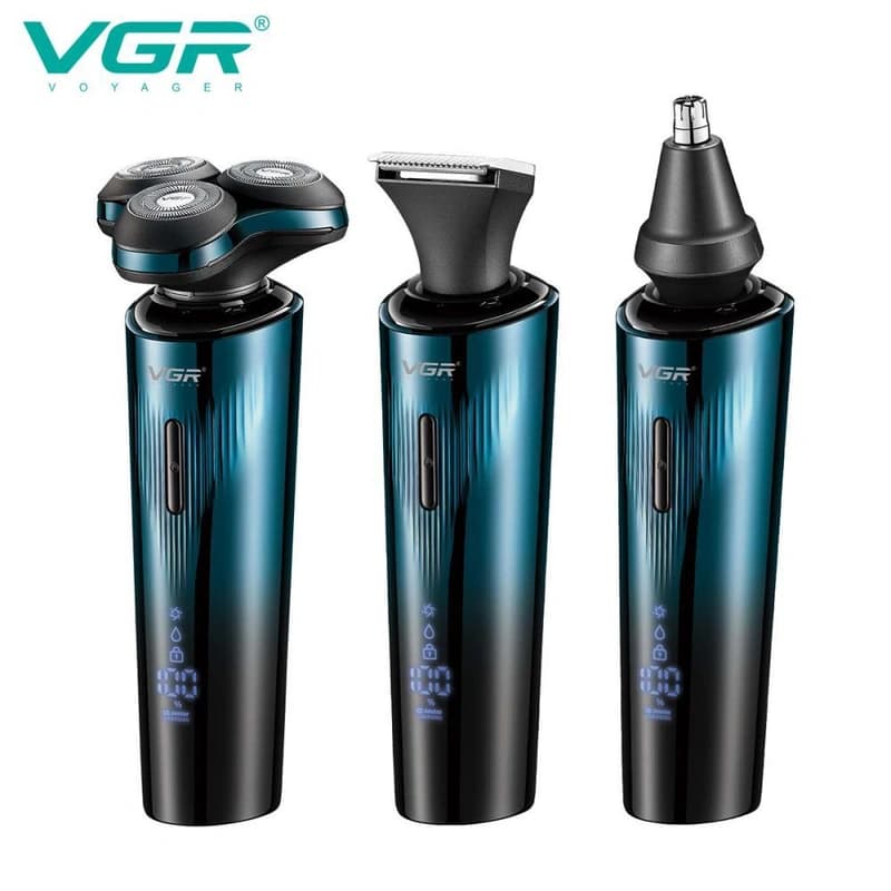 Електробритва VGR 3 в 1 V-303, 3 насадки, IPX7, LED display — фото 1
