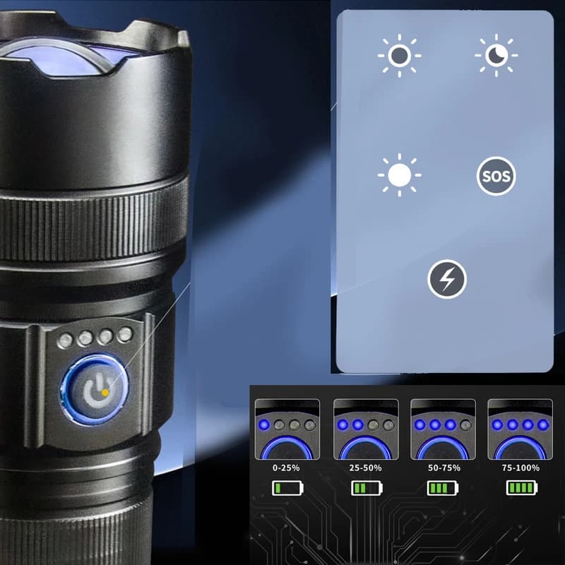 Ліхтар AK180 WHITE LASER LED PM30-TG, 1х38650, Power Bank, ЗП Type-C, zoom, 5 фільтрів — фото 4