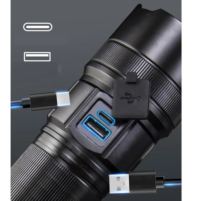 Ліхтар AK180 WHITE LASER LED PM30-TG, 1х38650, Power Bank, ЗП Type-C, zoom, 5 фільтрів — фото 6