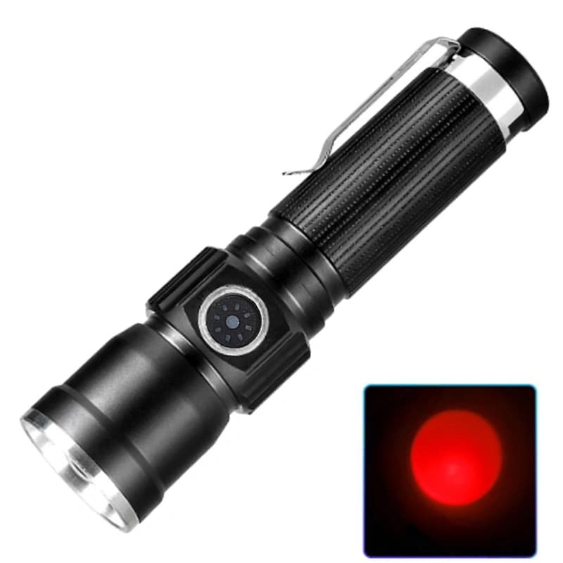 Ліхтар PLD-1812-T6 (Red), 1x18650, індикація заряду, ЗП Type-C, zoom, Box — фото 1