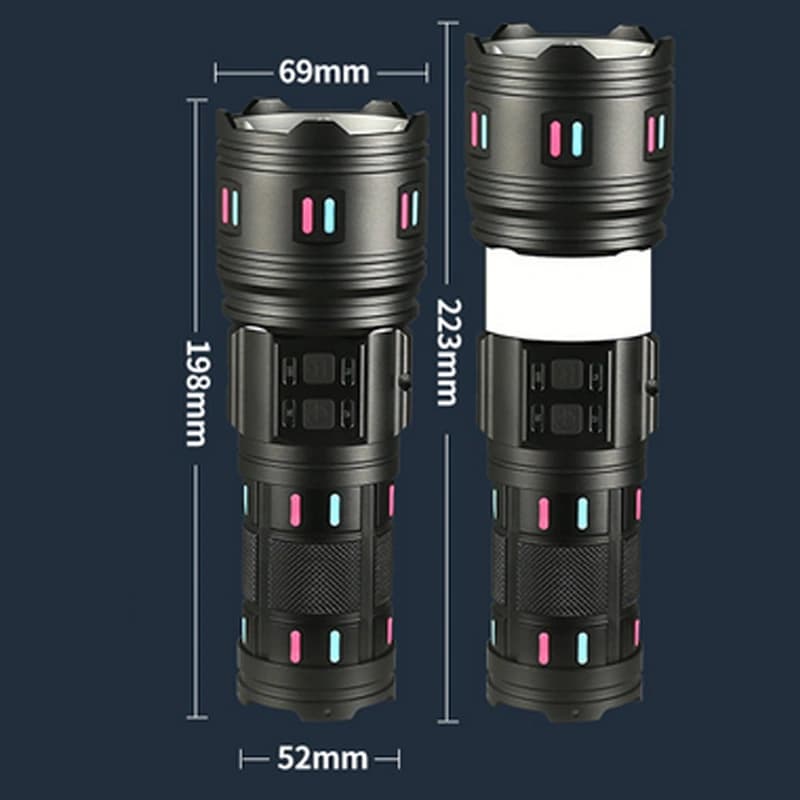Ліхтар NIGHT VISION FLUORESCENCE AK178-1-WHITE LASER LED PM60-TG+COB, 4x18650, Power Bank, ЗП Type-C, zoom, 5 фільтрів — фото 4