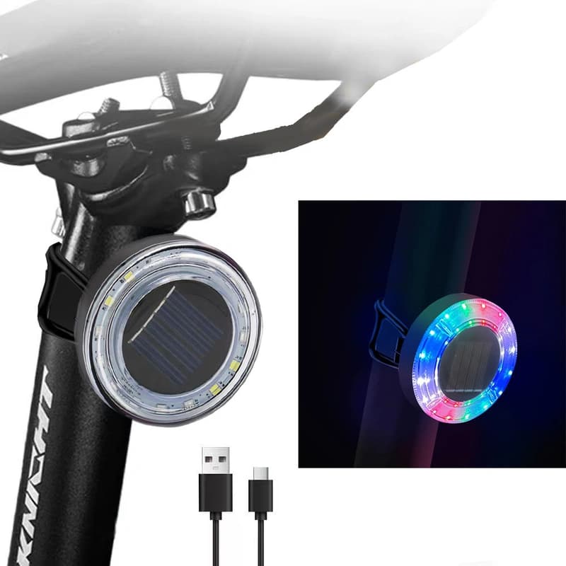 Велоліхтар HYD-085-SMD(RGB), сонячна батарея, Waterproof, Li-Ion акумулятор, ЗП Type-C — фото 7