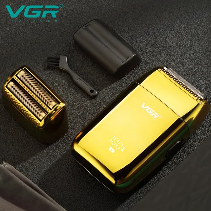 Електробритва VGR V-399 шейвер GOLD, вологостійка, додаткова насадка, LED Display, металева — фото 2