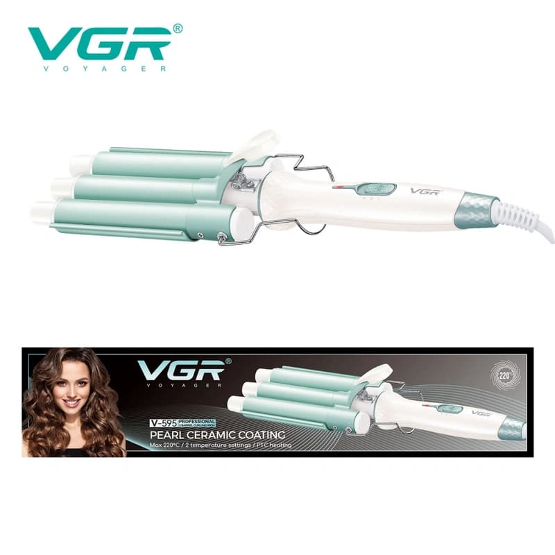 Плойка потрійна VGR V-595 WHITE, 5 режимів роботи, керамічне покриття, LED display, 100 Вт — фото 2