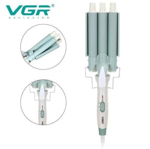 Плойка потрійна VGR V-595 WHITE, 5 режимів роботи, керамічне покриття, LED display, 100 Вт — фото 9