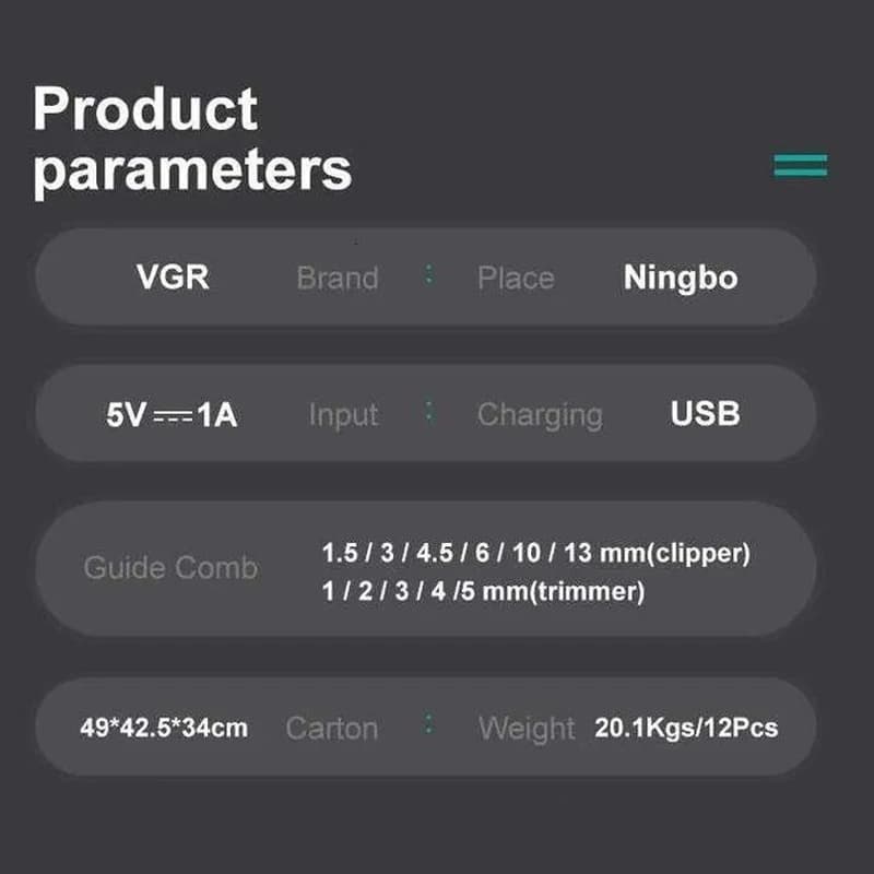 Комплект VGR 3 в 1 V-694 GREEN акумуляторна машинка для стриження (clipper), триммер та електробритва (шейвер) — фото 4