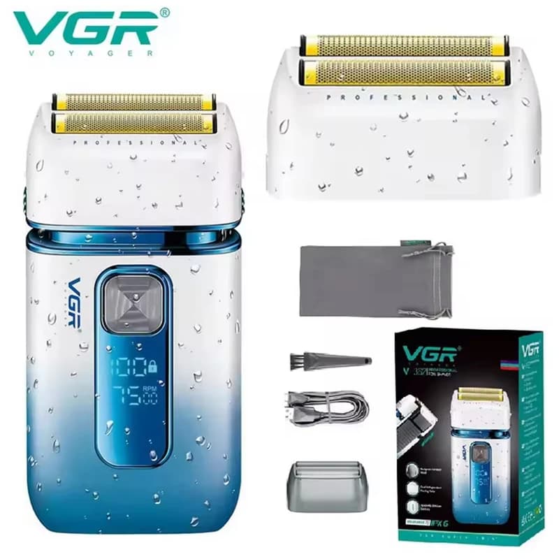 Електробритва VGR V-362 WHITE шейвер, подвійне лезо, триммер, IPX6, LED Display — фото 1