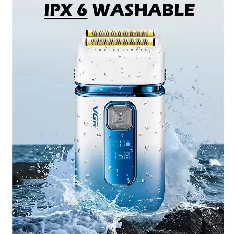 Електробритва VGR V-362 WHITE шейвер, подвійне лезо, триммер, IPX6, LED Display — фото 2