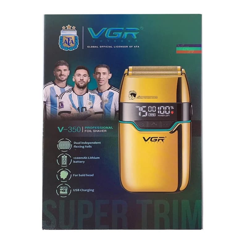 Електробритва VGR V-350 GOLD шейвер, подвійне лезо, 2 насадки, LED Display — фото 3