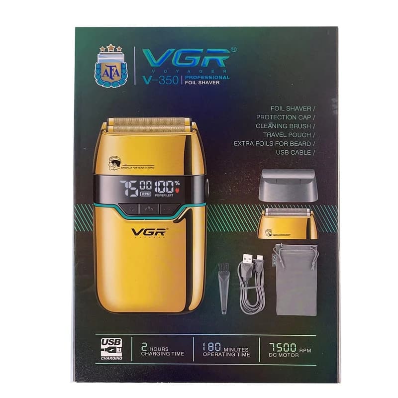 Електробритва VGR V-350 GOLD шейвер, подвійне лезо, 2 насадки, LED Display — фото 4