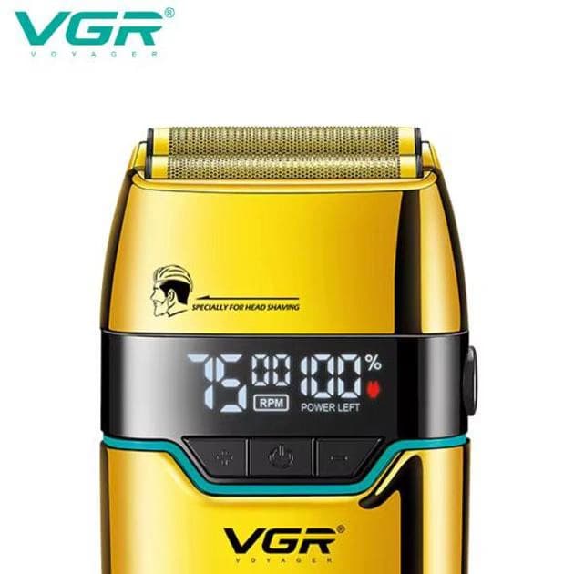 Електробритва VGR V-350 GOLD шейвер, подвійне лезо, 2 насадки, LED Display — фото 6
