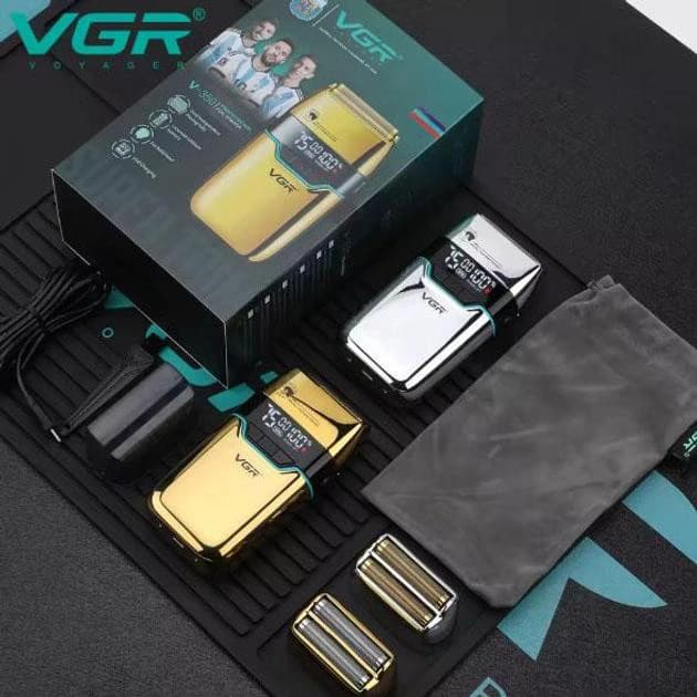 Електробритва VGR V-350 GOLD шейвер, подвійне лезо, 2 насадки, LED Display — фото 8
