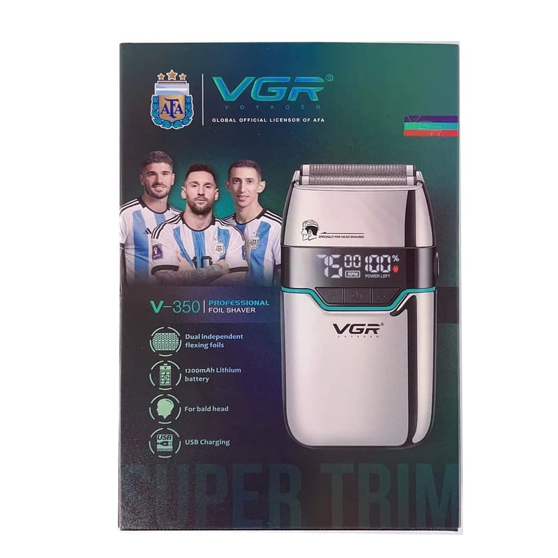 Електробритва VGR V-350 SILVER шейвер, подвійне лезо, 2 насадки, LED Display — фото 6