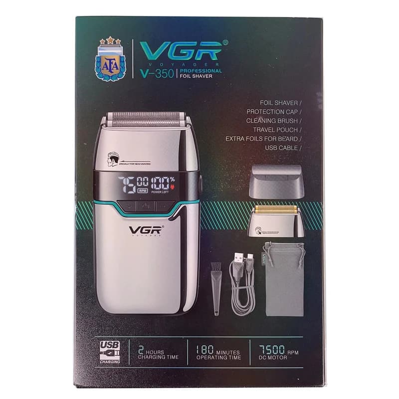 Електробритва VGR V-350 SILVER шейвер, подвійне лезо, 2 насадки, LED Display — фото 7