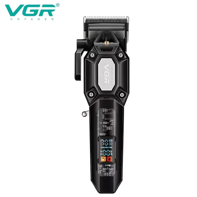 Акумуляторна машинка для стрижки (clipper) VGR V-600 BLACK, 6 насадок, регулятор висоти, LED display, 7000 RPM — фото 6