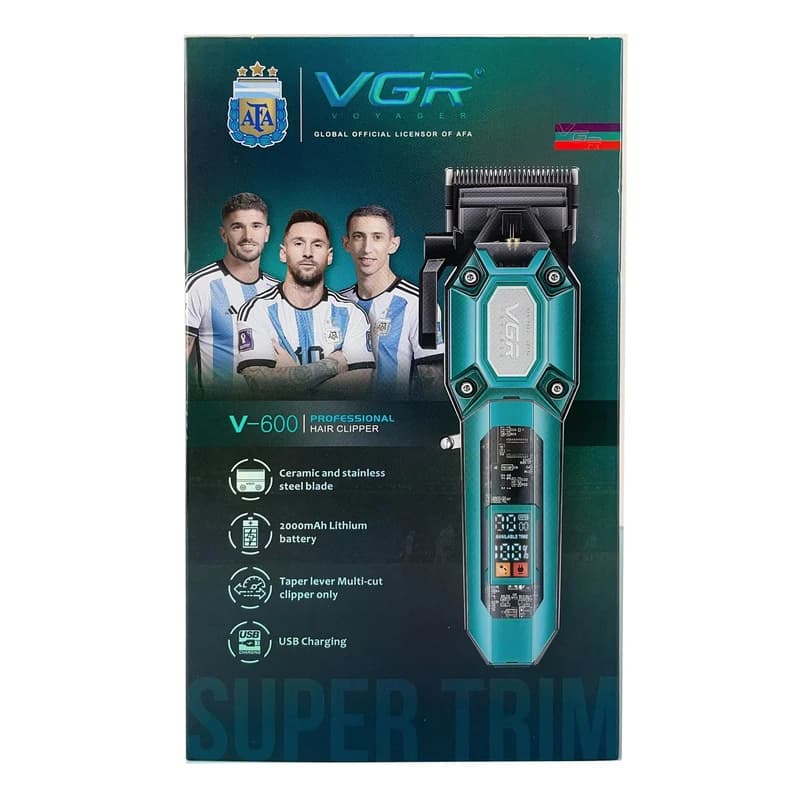 Акумуляторна машинка для стрижки (clipper) VGR V-600 BLACK, 6 насадок, регулятор висоти, LED display, 7000 RPM — фото 8
