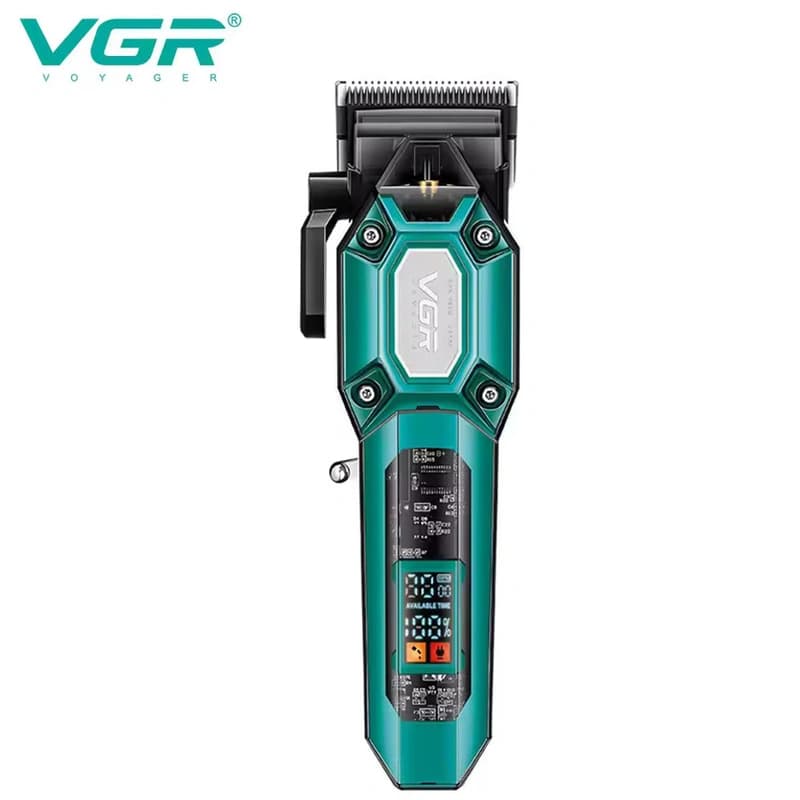 Акумуляторна машинка для стрижки (clipper) VGR V-600 GREEN, 6 насадок, регулятор висоти, LED display, 7000 RPM — фото 6