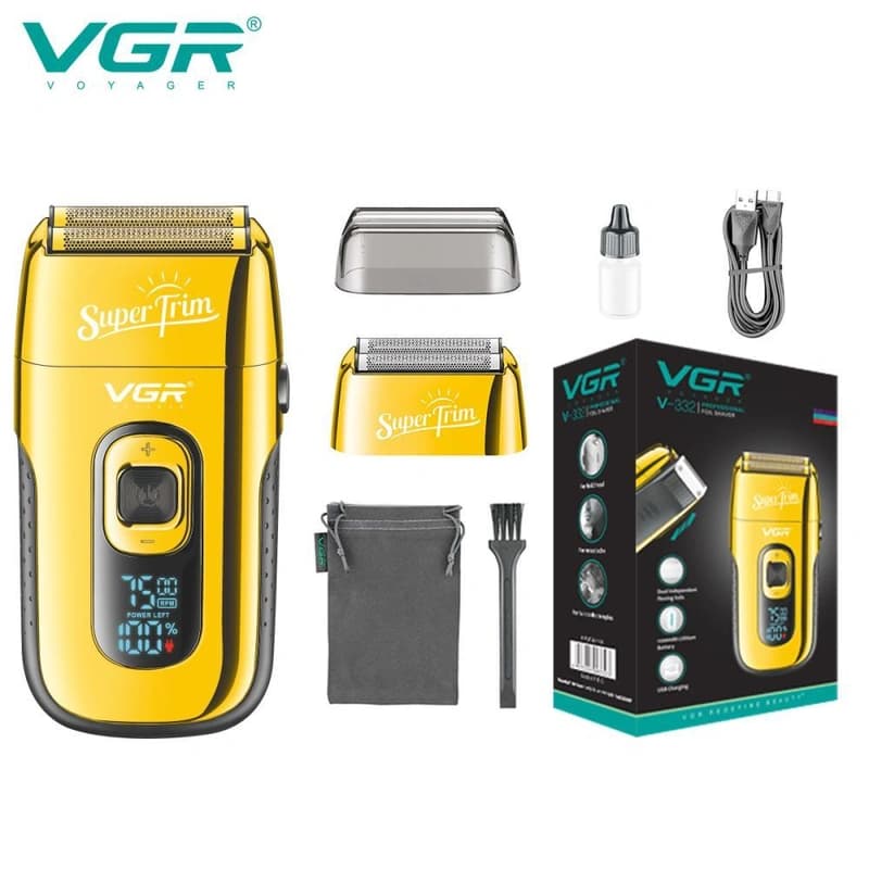 Електробритва VGR V-332 GOLD шейвер, подвійне лезо, триммер, LED Display — фото 1