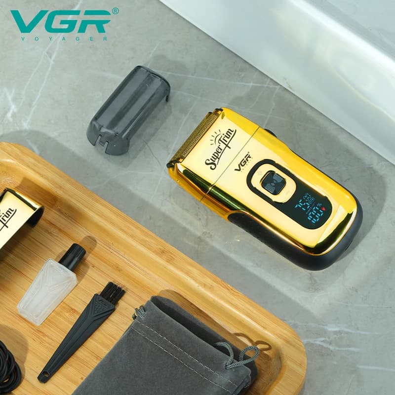 Електробритва VGR V-332 GOLD шейвер, подвійне лезо, триммер, LED Display — фото 8