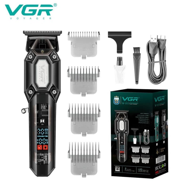 Тример VGR V-900 BLACK, 4 насадки, LED display, 7000 RPM — фото 1