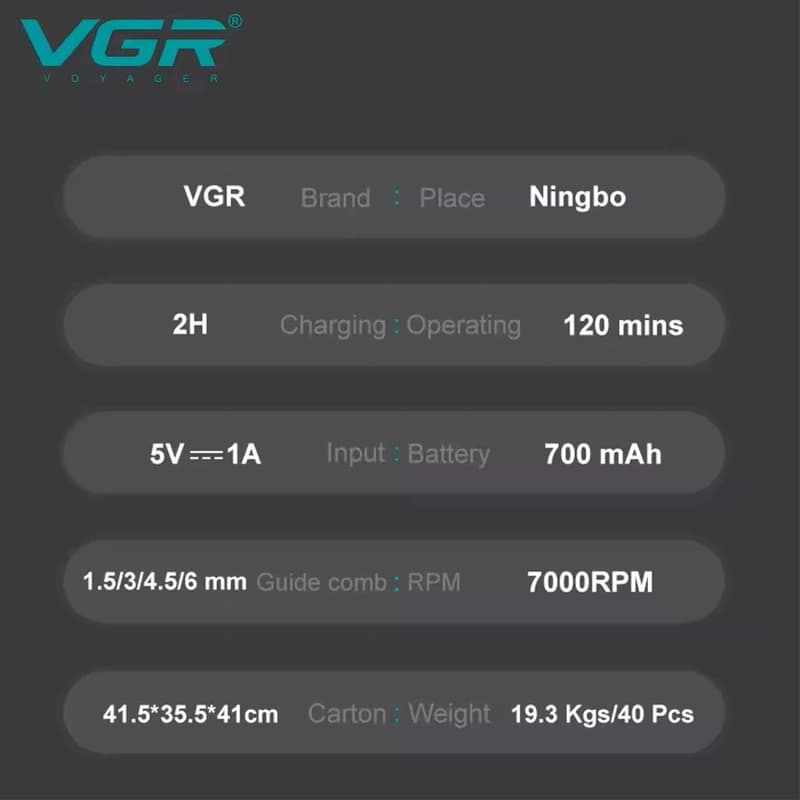 Тример VGR V-900 BLACK, 4 насадки, LED display, 7000 RPM — фото 4