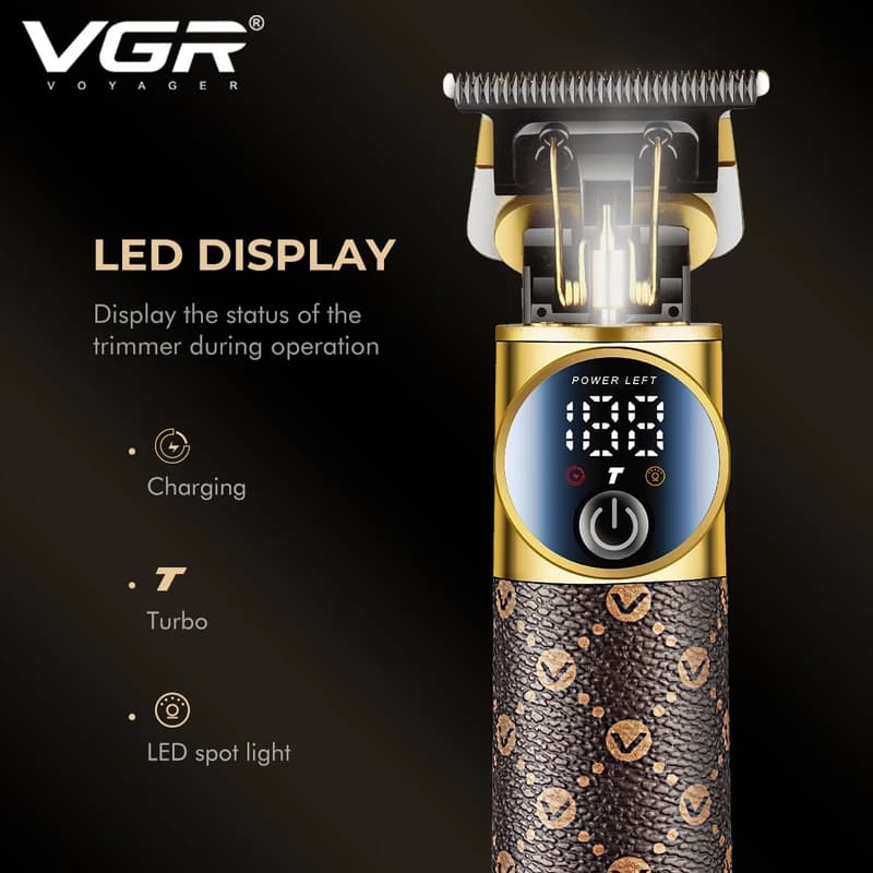 Тример VGR V-942 BROWN, 4 насадки, LED display — фото 7