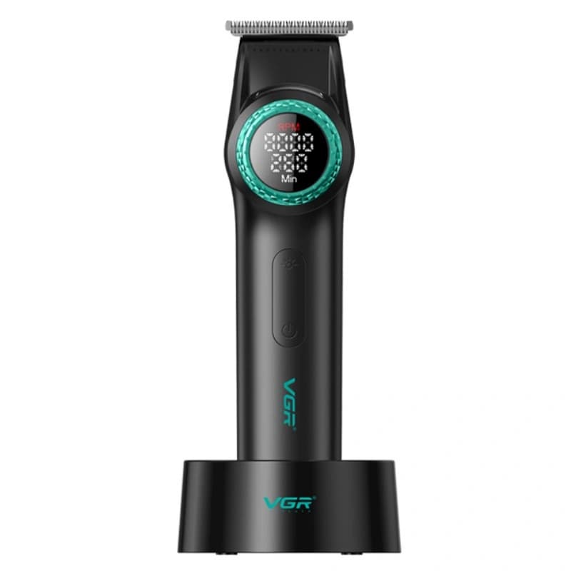 Тример VGR V-977 BLACK, регулювання потужності 6000 - 8000 RPM, 2500 mAh, 4 насадки, LED display — фото 2