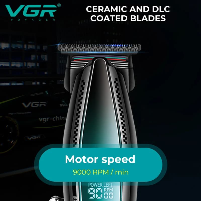 Тример VGR V-992 GREEN, 9000 RPM, 2000 mAh, 3 насадки, LED display — фото 9