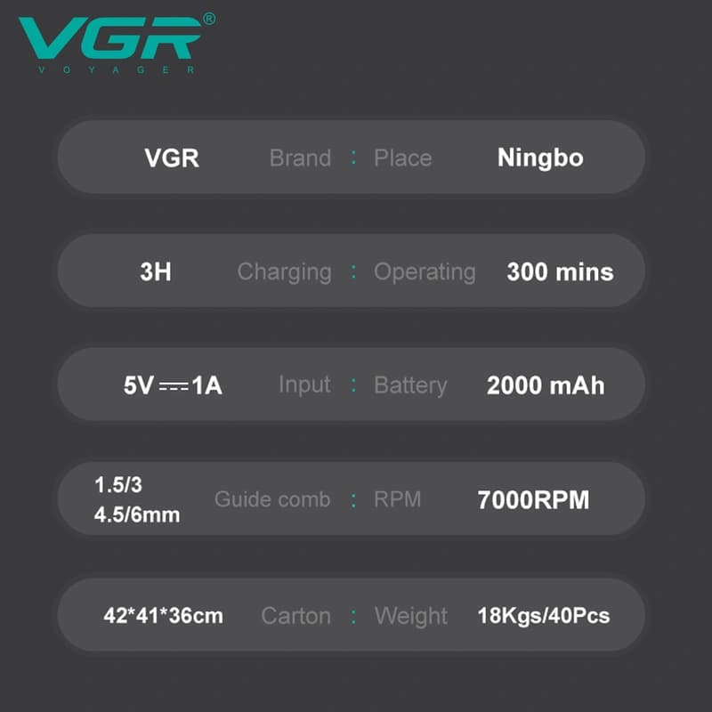 Тример VGR V-996 GREEN, 4 насадки, LED display — фото 5