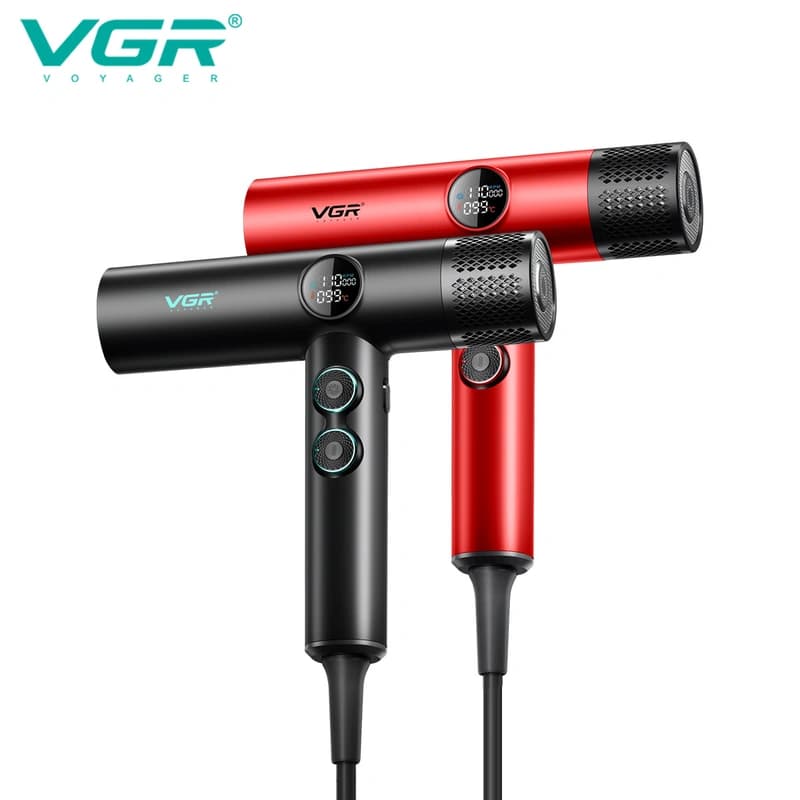 Фен професійний VGR V-401 RED, 40 рівнів обдування 70000 - 110000 RPM, 40 рівнів температури 60°C - 100°C, 3 насадки — фото 10