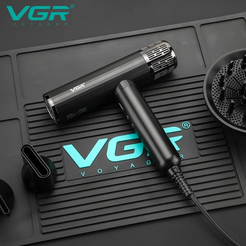 Фен професійний VGR V-427, 4 рівні обдування, 3 рівні температури, 110000 RPM, 3 насадки — фото 3