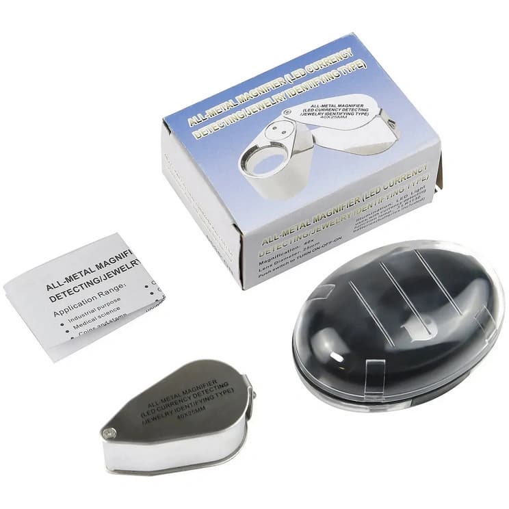 Лупа складана 40x з LED та UV-підсвічуванням, металева MG-9890 — фото 2