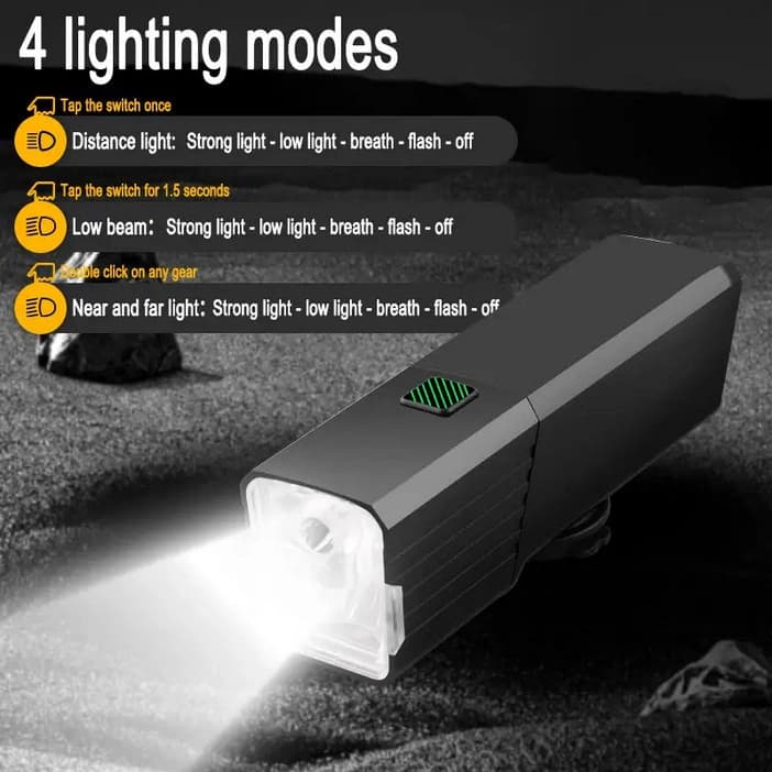 Велоліхтар BL-2024-4-XPG, індикація заряду, Waterproof, Li-Ion акумулятор, ЗП Type-C — фото 9