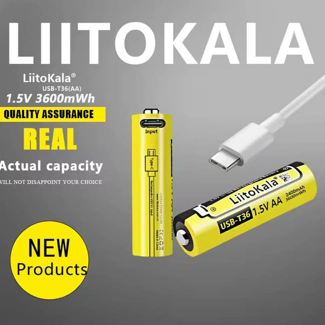 Акумулятор AA, LiitoKala USB-T36 1.5V, 2400mAh, ОРІГІНАЛ — фото 2