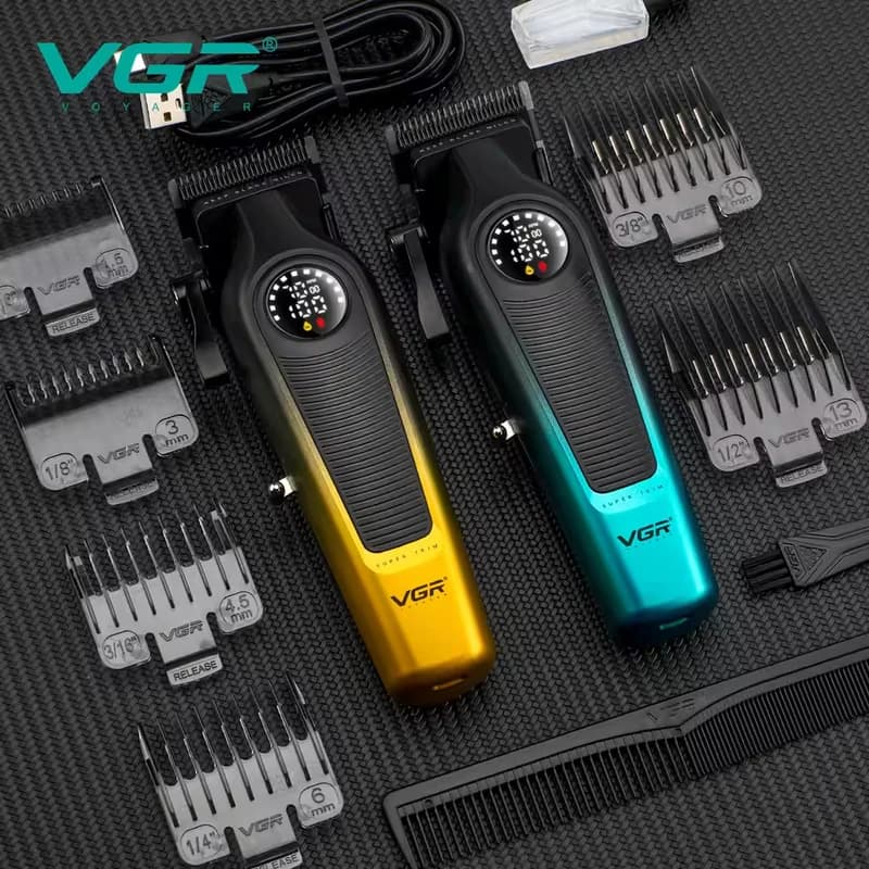 Акумуляторна машинка для стриження (clipper) VGRV-196 GOLD, 8 насадок, 7000 RPM, 2000 mAh, LED display — фото 3