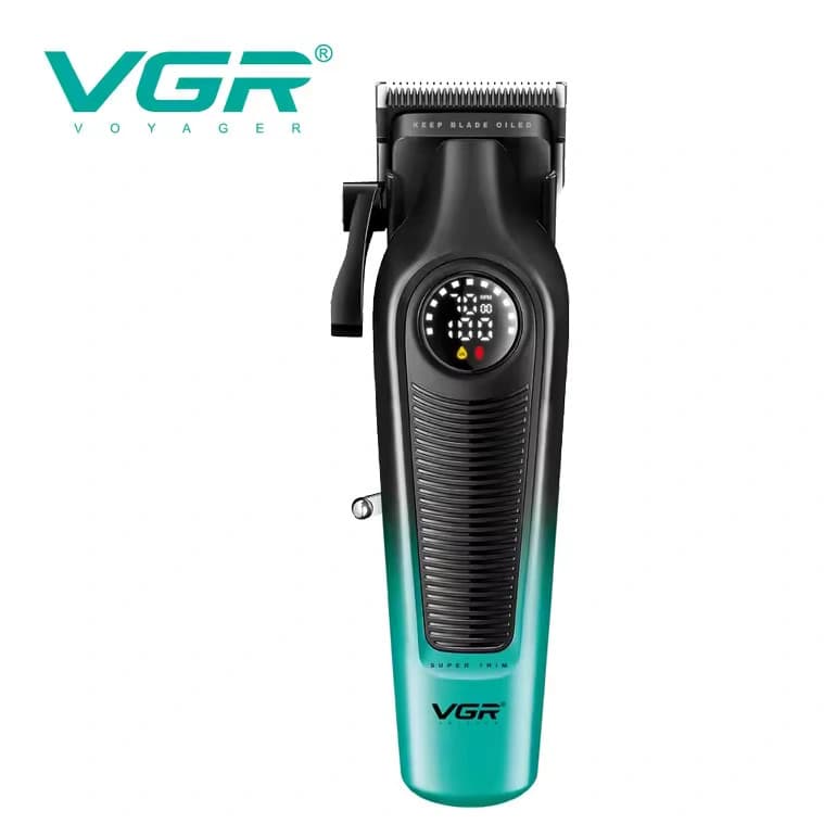 Акумуляторна машинка для стриження (clipper) VGRV-196 GREEN, 8 насадок, 7000 RPM, 2000 mAh, LED display — фото 4